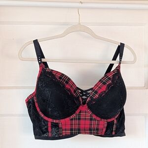🔥 Torrid Curve Plaid and Lace Push-Up Corset Bra